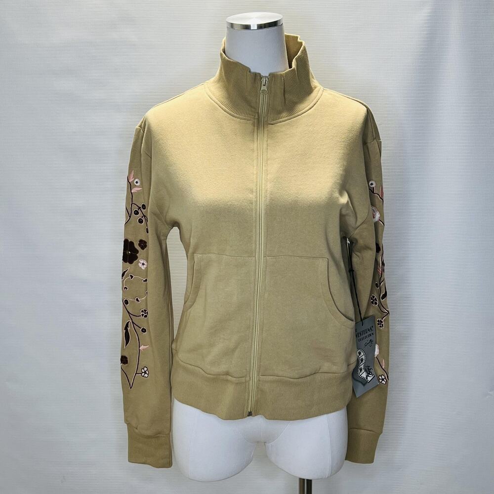 Scully Jacket Womens Medium Khaki Westerns Collection Embroidered Floral Zip Up
